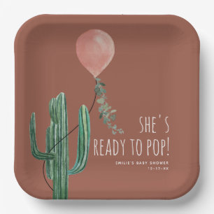 Assiettes En Carton Prêt à pop rose Balloon Cactus Girl Terracotta