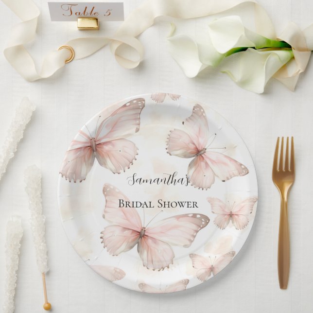 Assiettes En Carton Pretty Pink Butterflies Bridal Shower (Mariage)