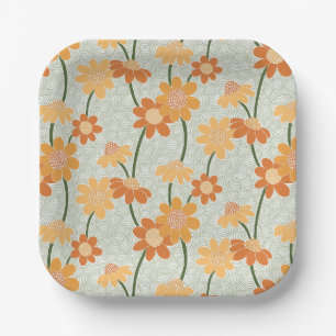 Assiettes En Carton Pretty retro muted 1970 s flowers