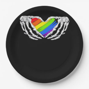 Assiettes En Carton Pride - Pride Skeleton mains avec coeur 2 Classic