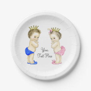 Assiettes En Carton Prince et Princesse Jumeaux Bébé Fille et Garçon