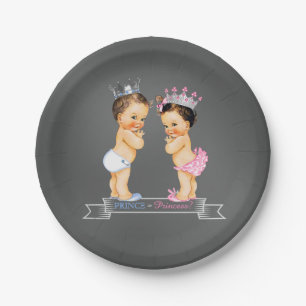 Assiettes En Carton Prince Princess Chalk Baby shower de révélation de