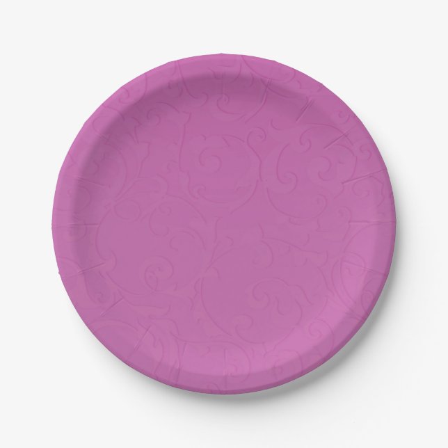 Assiettes En Carton Princess Berry Pink Fairy Tale Mariage damassé (Devant)