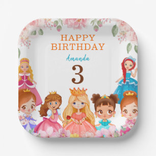 Assiettes En Carton Princess Pink Girls Anniversaire de papier 3ème Pa