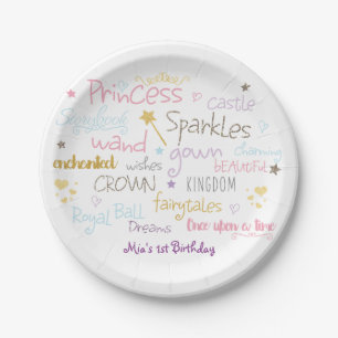 Assiettes En Carton PRINCESS Words mignons Plaques de fête d'anniversa