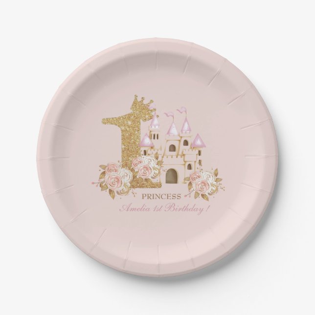 Assiettes En Carton Princesse 1er anniversaire (Devant)