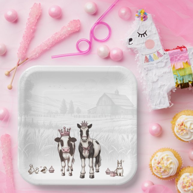 Assiettes En Carton Princesse Animaux Fête d'anniversaire (Fête)
