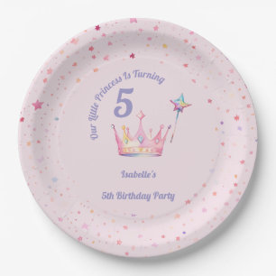 Assiettes En Carton Princesse Crown Pastel Pink Petite fille Anniversa