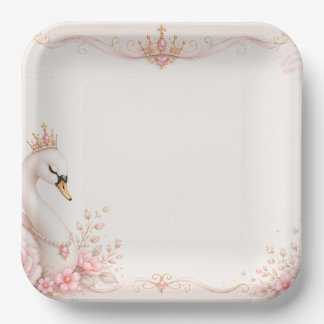Assiettes En Carton Princesse Cygne Fête d'anniversaire Conte de Fées 