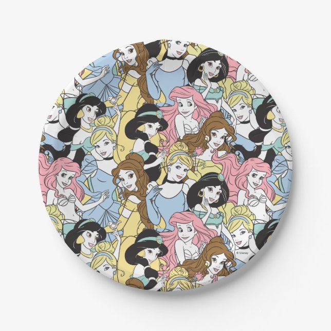 Assiettes En Carton Princesse Disney | Motif de monogramme surdimensio (Devant)