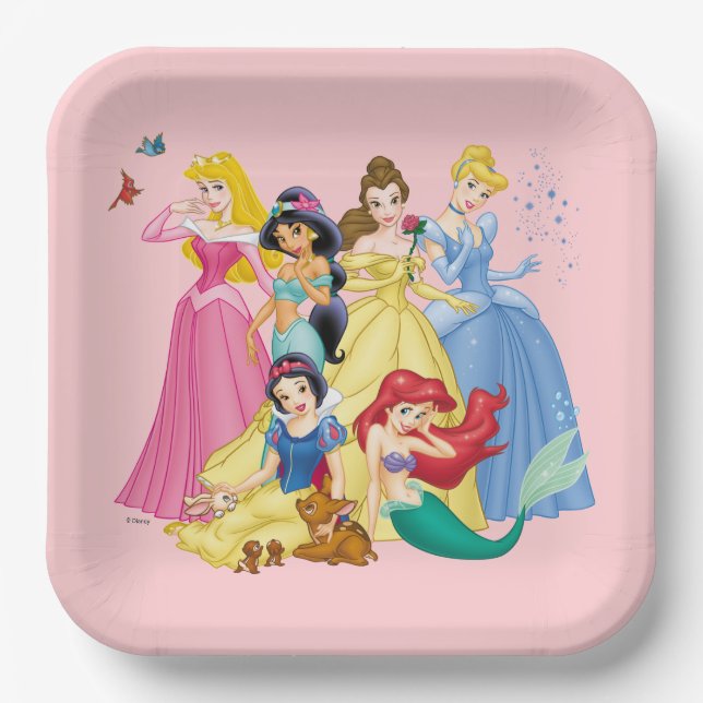 Assiettes En Carton Princesse Disney | Oiseaux et animaux (Recto)