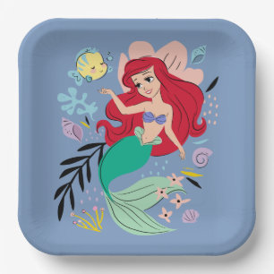 Assiettes En Carton Princesse Disney personnalisée Ariel et l'océan