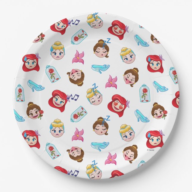 Assiettes En Carton Princesse Emoji Motif (Devant)