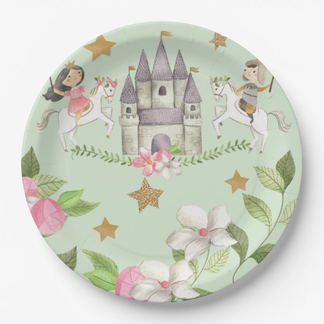 Assiettes En Carton Princesse et fête du Chevalier, Princesse, anniver (Devant)