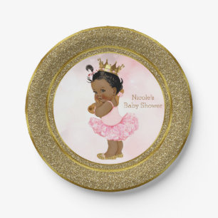 Assiettes En Carton Princesse Or Rose Vintage Fête de Bébé Fille Sombr