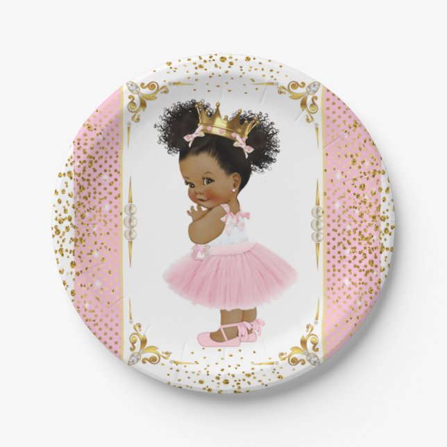 Assiettes En Carton Princesse Party Plate d'Afro-américain (Devant)