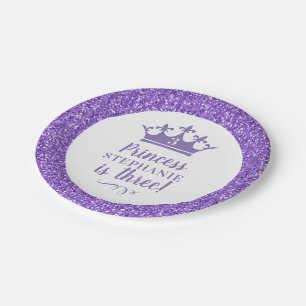 Assiettes En Carton Princesse pourpre Tiara Parties scintillant de cou