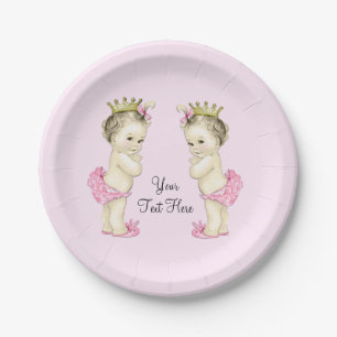 Assiettes En Carton Princesse Vintage Bébé Jumelle Fille