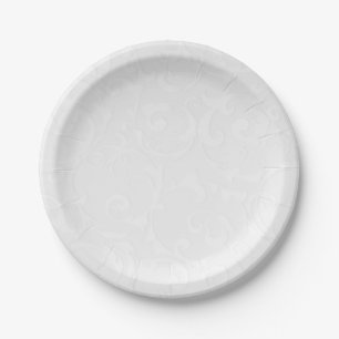 Assiettes En Carton Princesse White Damask Storybook Mariage élégant