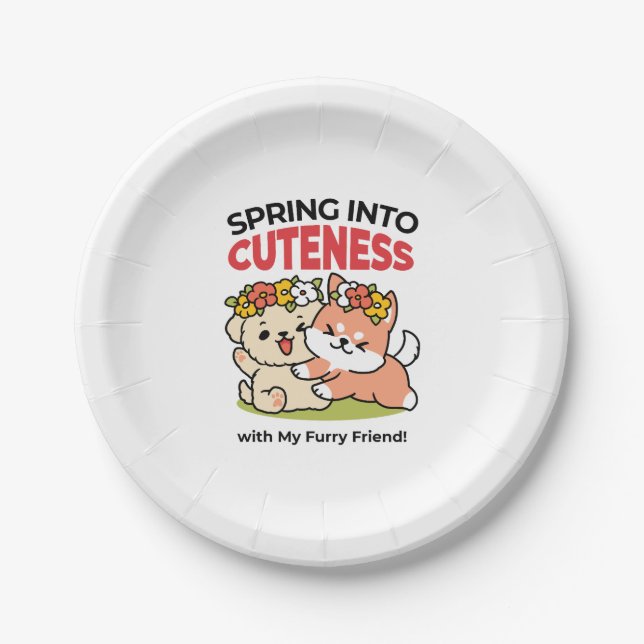 Assiettes En Carton Printemps dans la laideur - Illustration de chien  (Devant)