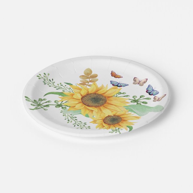 Assiettes En Carton printemps de tournesol (Angle)