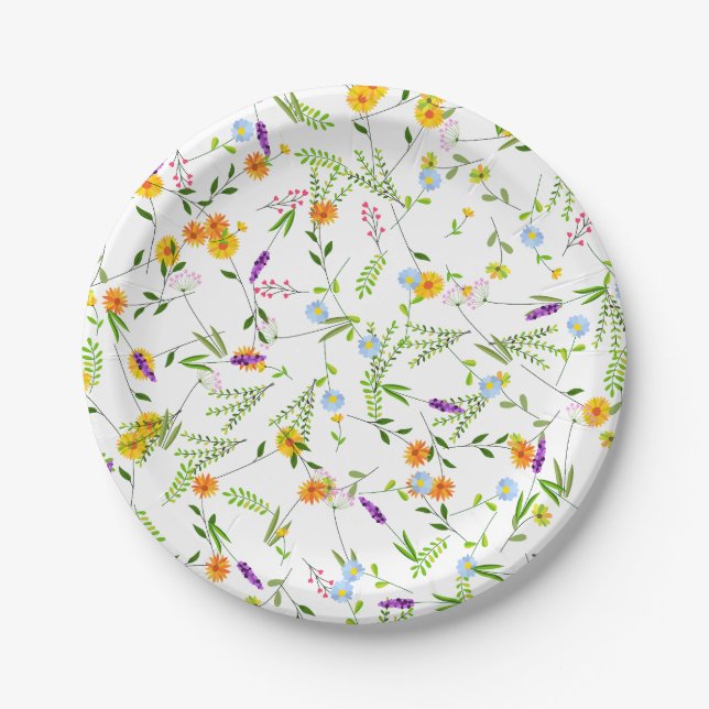 Assiettes En Carton Printemps Été Fleurs sauvages (Devant)