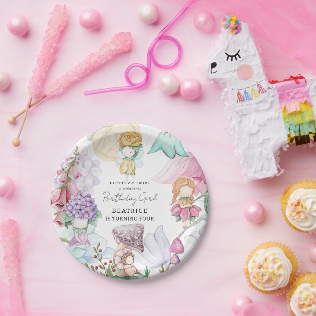 Assiettes En Carton Printemps Été Floral Petites Fées Fille Anniversai (Fête)
