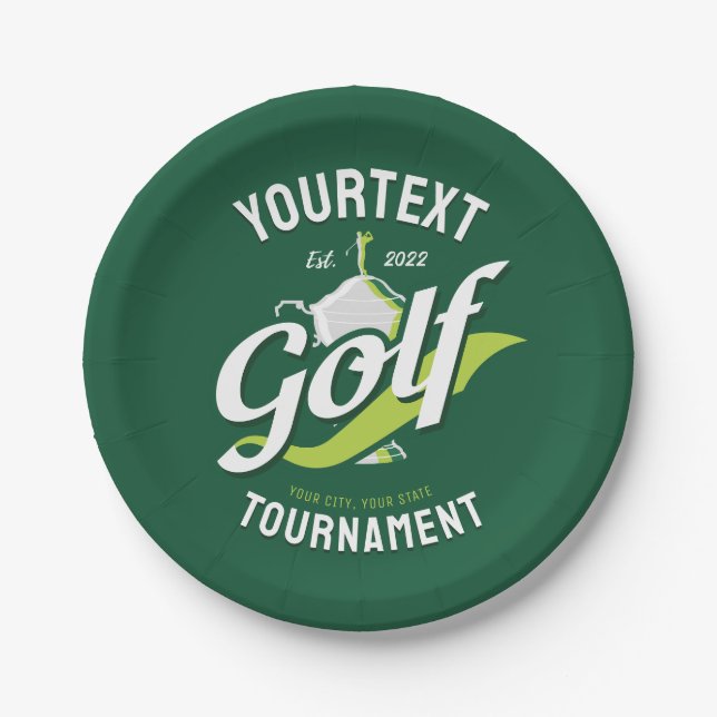 Assiettes En Carton Pro Golfer NAME Golf Trophée Tournoi de golf (Devant)