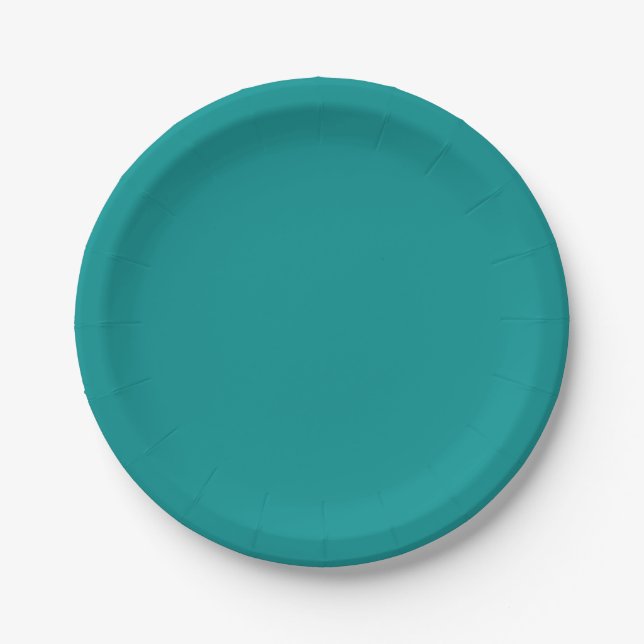 Assiettes En Carton Professionnel élégant bleu vert uni couleur (Devant)