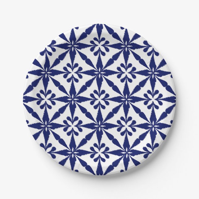Assiettes En Carton Profil sous convention astérisque d'Ikat - bleu (Devant)