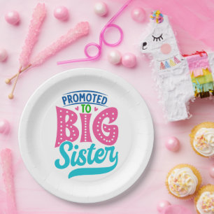 Assiettes En Carton Promu À Grande Soeur, Nouveau Bébé Grande Soeur Ré