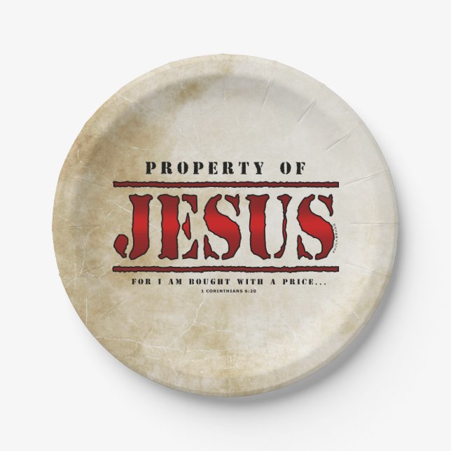 Assiettes En Carton Propriété de Jésus (Devant)