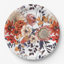 Protéa fleur sauvage et feuillage violet orange or