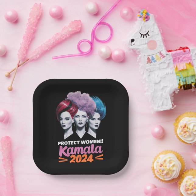 Assiettes En Carton Protéger les femmes Kamala Élection 2024 2024 (Fête)