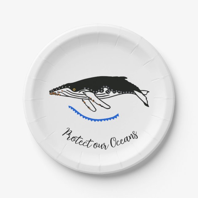 Assiettes En Carton Protéger nos océans - BALEINE à bosse graphique -  (Devant)