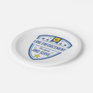 Assiettes En Carton Protégez et servez l'insigne de police