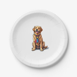Assiettes En Carton Proud American Golden Retriever Vintage Tee