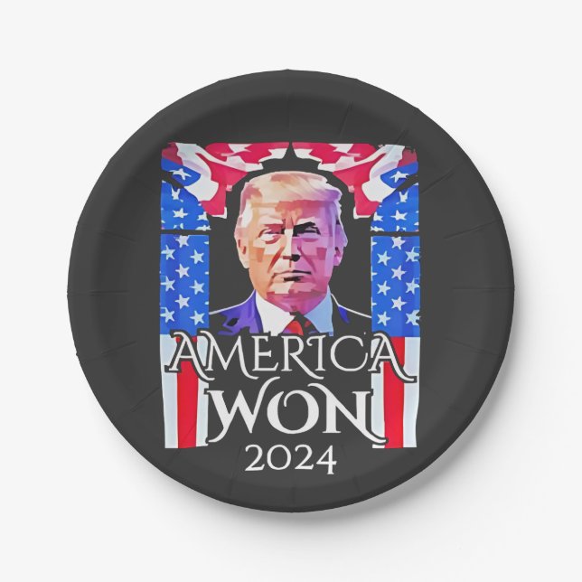 Assiettes En Carton Proud Maga American Trump Won 2024 Inaguration Day (Devant)