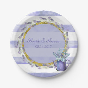 Assiettes En Carton Provence Lavande Purple Fleur Mariage Floral