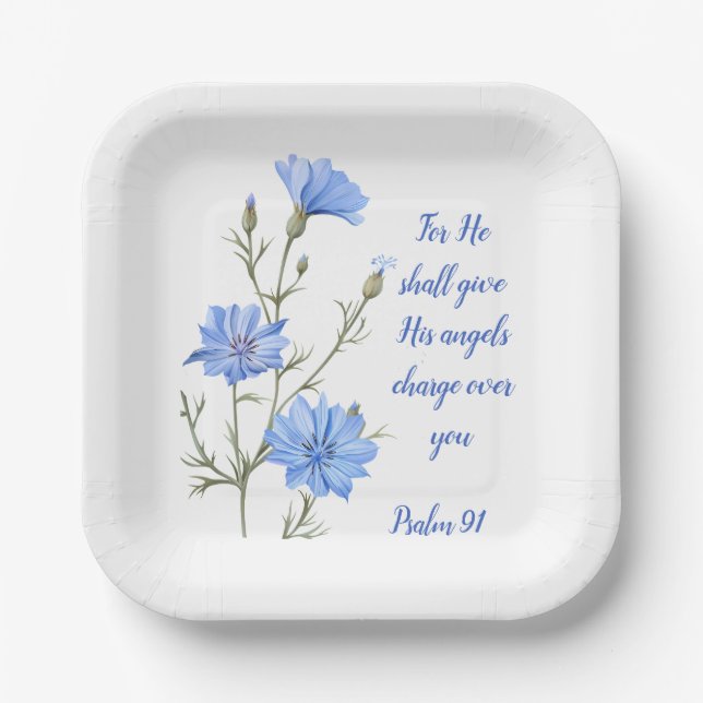 Assiettes En Carton Psalm 91 He Shall Give His Angels Inspirational  (Recto)