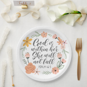 Assiettes En Carton Psaume 46:5 Dieu est en elle, elle ne tombera pas
