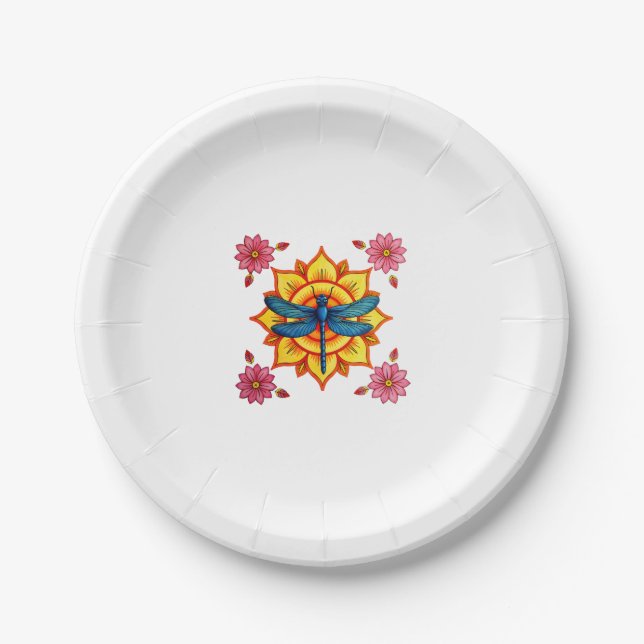 Assiettes En Carton Psychedelic Sacred Geometry Mandala Insect Nature  (Devant)