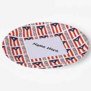 Assiettes En Carton Puerto Rico and Puerto Rican Flag Tiled Your Name