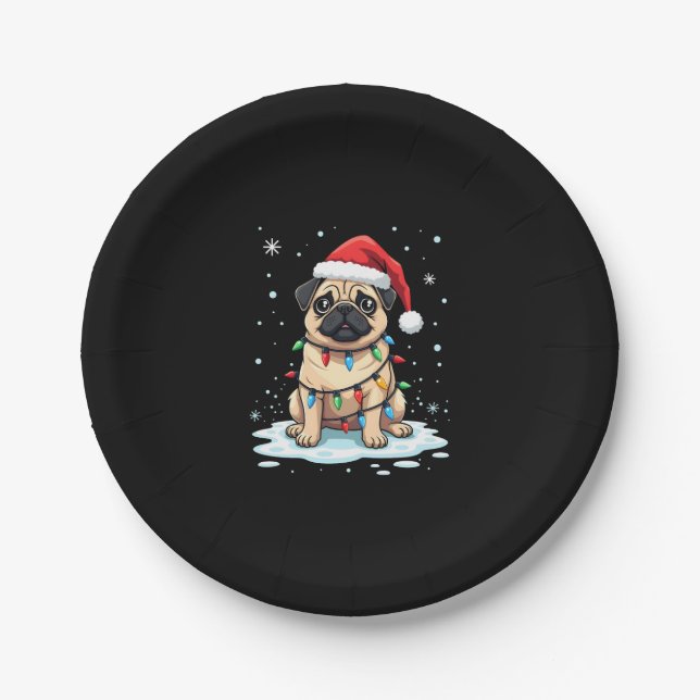 Assiettes En Carton Pug Dog Christmas Men Women (2) (Devant)
