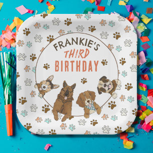 Assiettes En Carton Puppy Paw-ty fête d'anniversaire