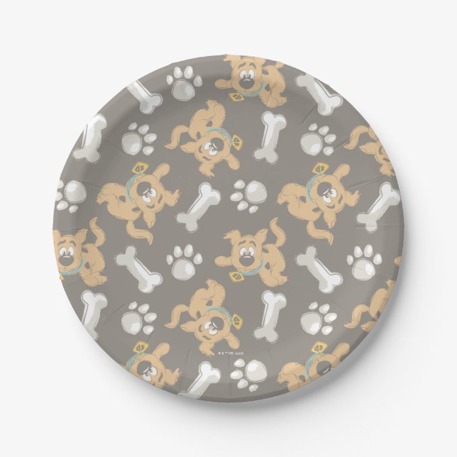 Assiettes En Carton Puppy Scooby-Doo Bone & Motif Empreinte de patte (Devant)