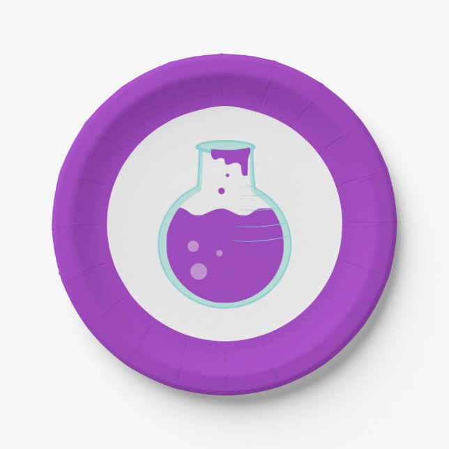 Assiettes En Carton Purple Beaker Science Party (Devant)