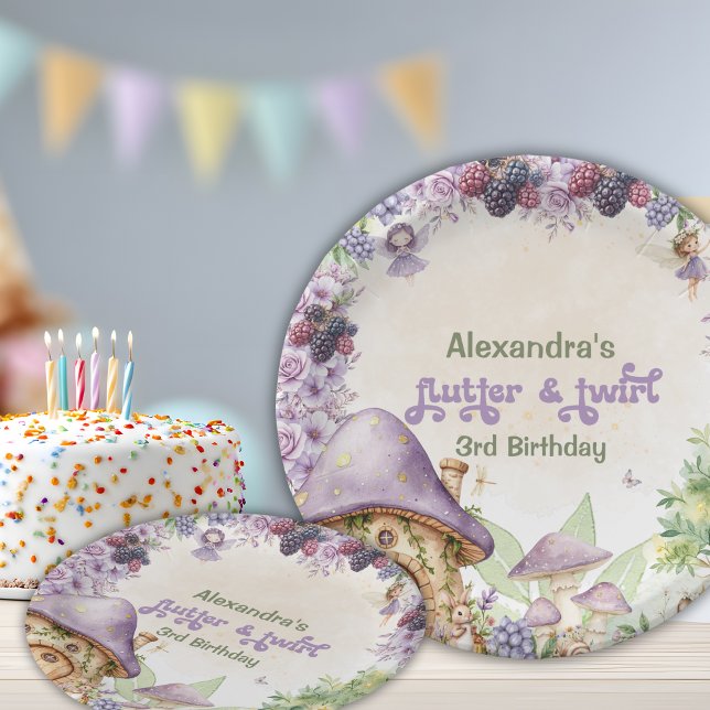 Assiettes En Carton Purple Fairy 3ème Berry Anniversaire (Créateur téléchargé)