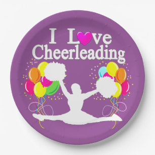 ASSIETTES EN CARTON PURPLE FESTIVE I LOVE CHEERLEADLEADES PAPIER PLATE