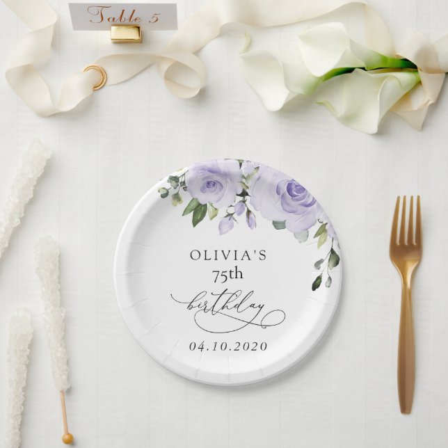 Assiettes En Carton Purple Flowers, Lilac Flowers, Boho, Birthday (Mariage)